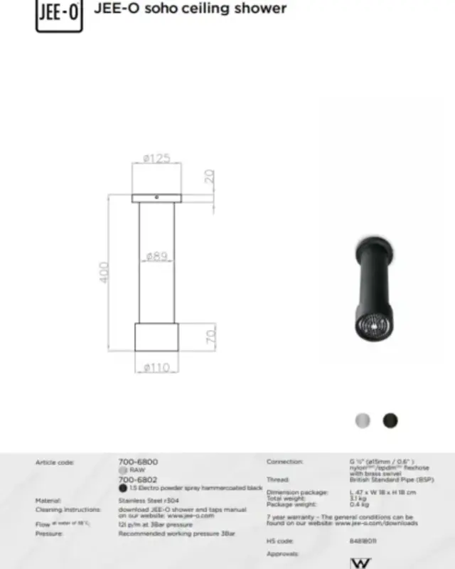 JEE-O Soho Douche Combinatie 04 | RVS | 2 Kleuren
