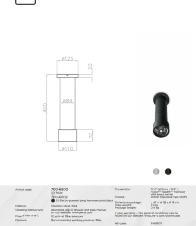 JEE-O Soho Douche Combinatie 04 | RVS | 2 Kleuren