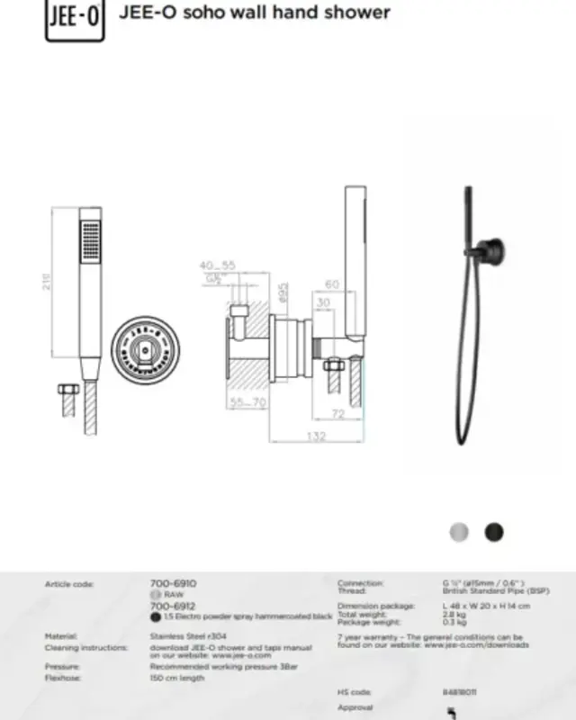 JEE-O Soho Douche Combinatie 04 | RVS | 2 Kleuren