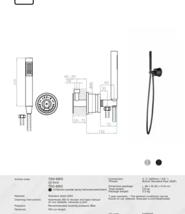JEE-O Soho Douche Combinatie 04 | RVS | 2 Kleuren