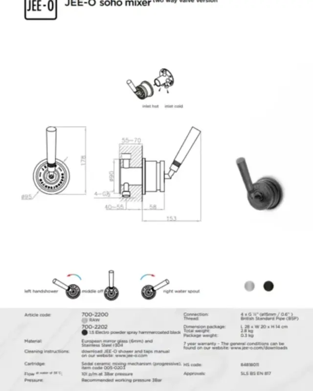 JEE-O Soho Douche Combinatie 04 | RVS | 2 Kleuren