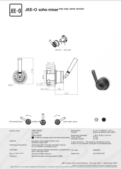 JEE-O Soho Douche Combinatie 04 | RVS | 2 Kleuren