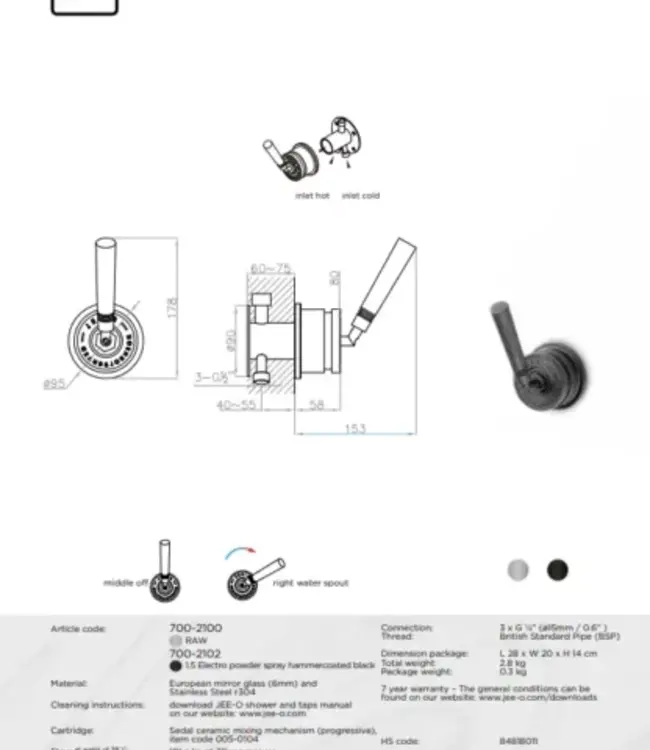 JEE-O Soho Douche Combinatie 03 | 2 Kleuren