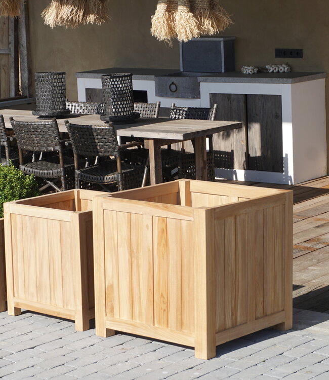 Rene Houtman Plantenbak Tropika | Teakhout | Vierkant | Set Van 4