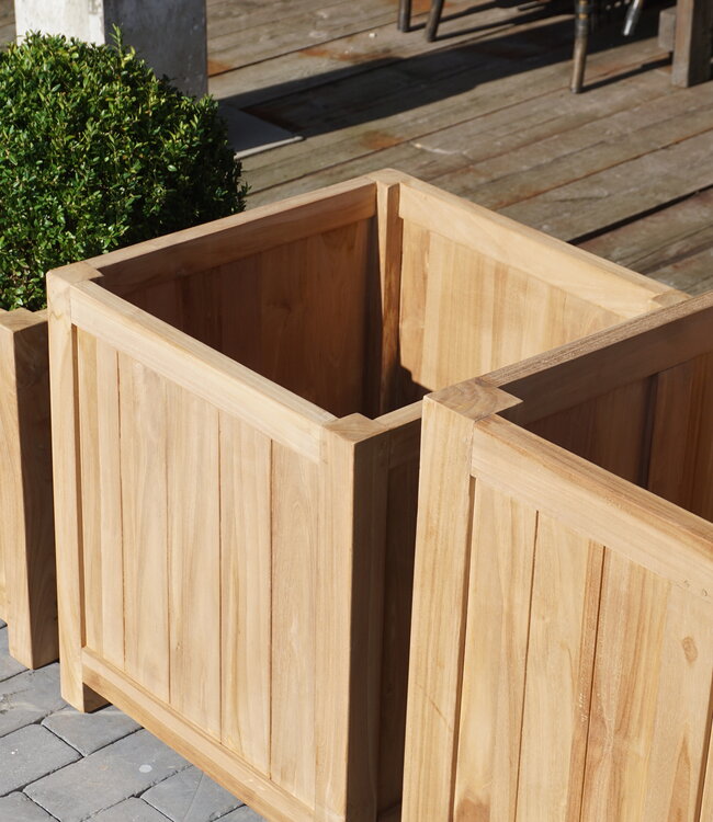 Rene Houtman Plantenbak Tropika | Teakhout | Vierkant | Set Van 4