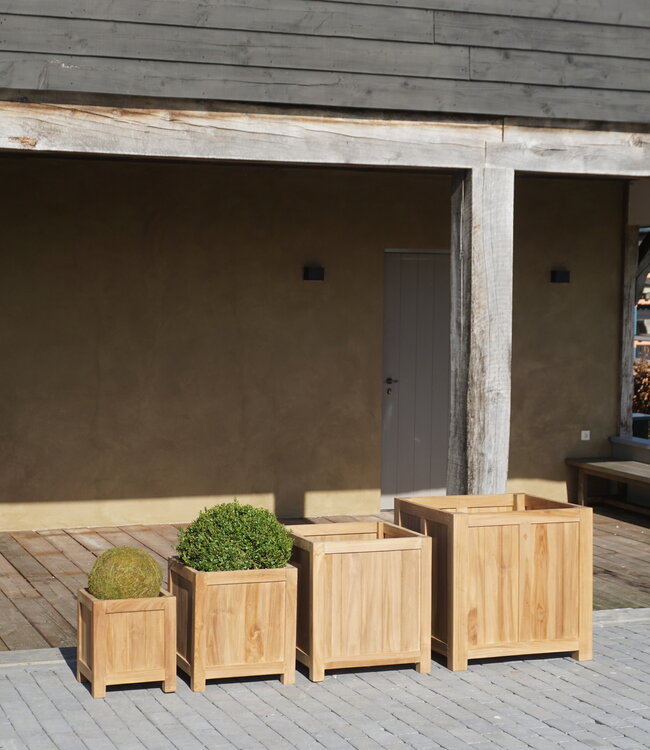 Rene Houtman Plantenbak Tropika | Teakhout | Vierkant | H55xB45xD45 cm