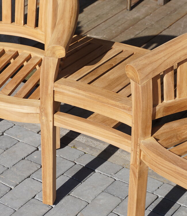 Rene Houtman Twin Stoelen | Teakhout | H85,5xB160,5xD65 cm