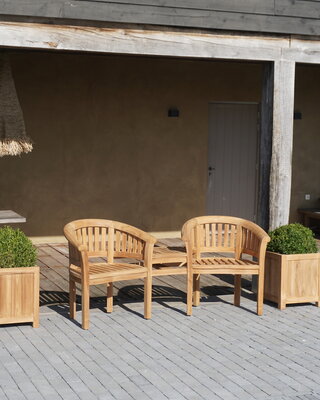Rene Houtman Twin Stoelen | Teakhout | H85,5xB160,5xD65 cm
