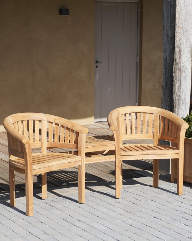 Rene Houtman Twin Stoelen | Teakhout | H85,5xB160,5xD65 cm