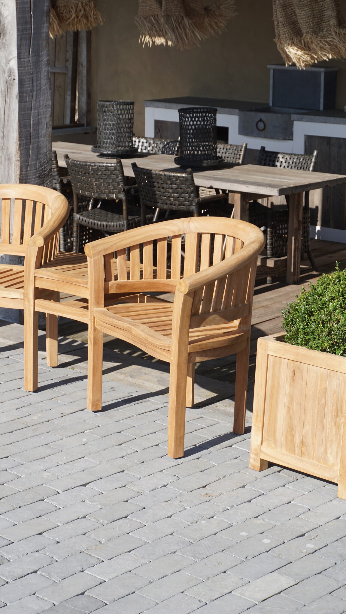 Rene Houtman Twin Stoelen | Teakhout | H85,5xB160,5xD65 cm