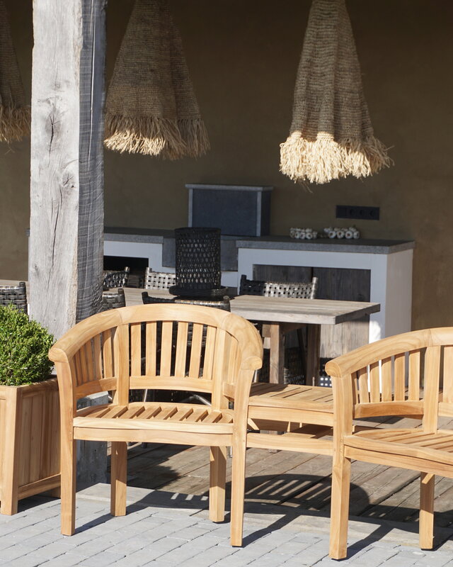 Rene Houtman Twin Stoelen | Teakhout | H85,5xB160,5xD65 cm
