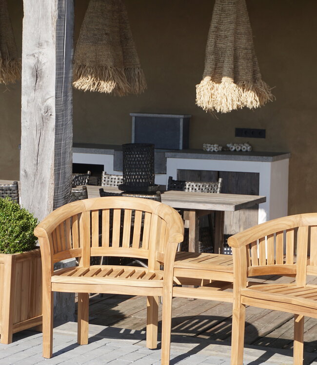 Rene Houtman Twin Stoelen | Teakhout | H85,5xB160,5xD65 cm