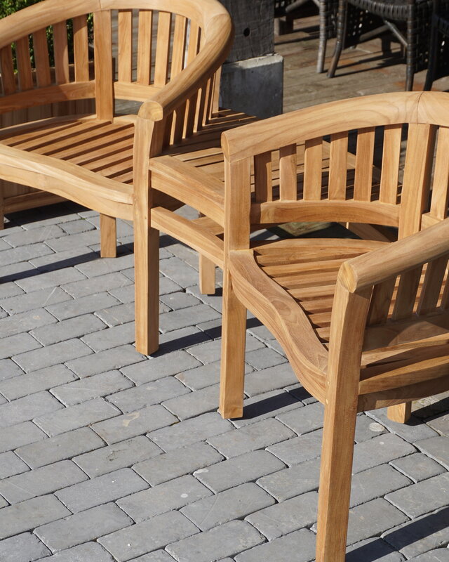 Rene Houtman Twin Stoelen | Teakhout | H85,5xB160,5xD65 cm