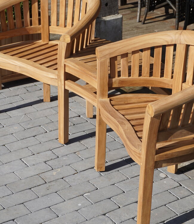 Rene Houtman Twin Stoelen | Teakhout | H85,5xB160,5xD65 cm