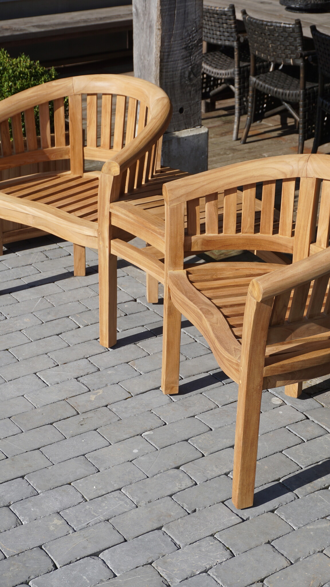 Rene Houtman Twin Stoelen | Teakhout | H85,5xB160,5xD65 cm