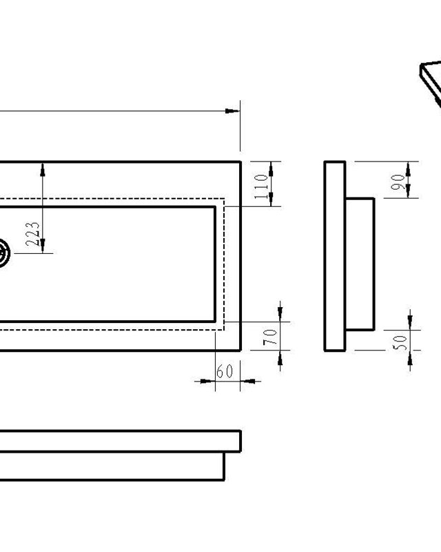 Wiesbaden Raw Wastafel | Enkel | Zonder Kraangat | 120x46x5 cm