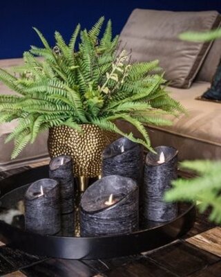 PTMD LED Lichtkaars | Set Van 5 | Rustiek Zwart | Beweegbare Vlam