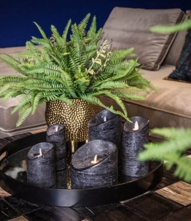 PTMD LED Lichtkaars | Set Van 5 | Rustiek Zwart | Beweegbare Vlam
