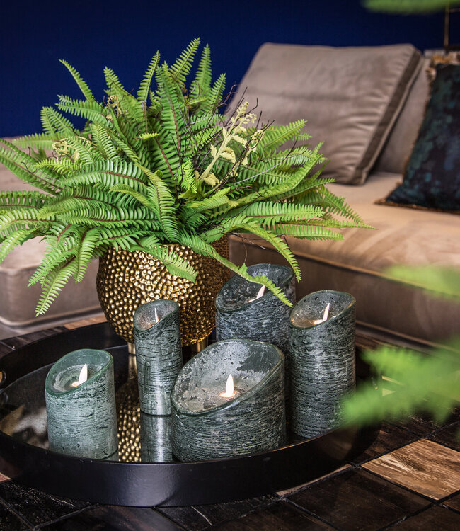 PTMD LED Lichtkaars | Set van 5 | Rustiek Groen | Beweegbare Vlam
