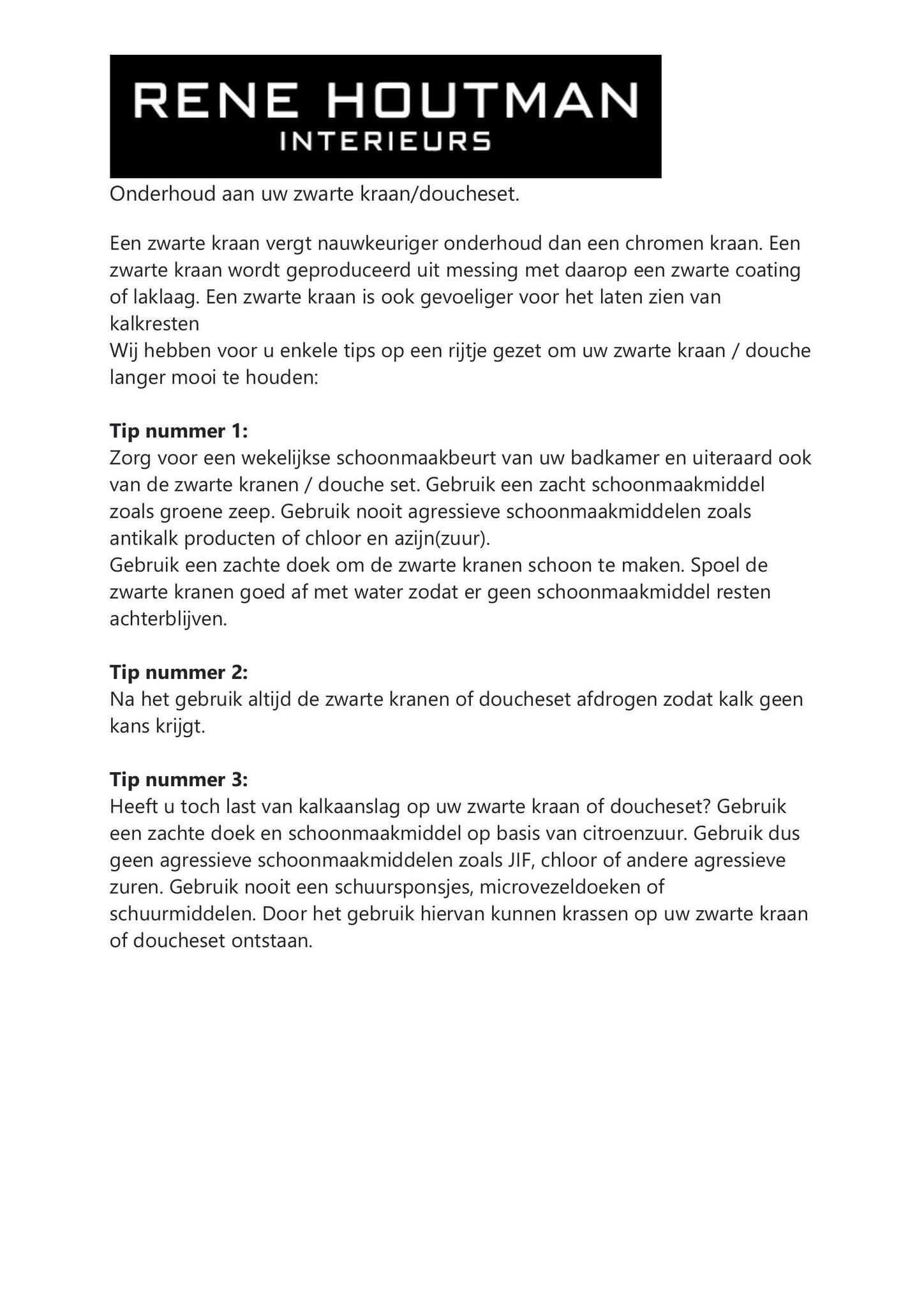 Rene Houtman Douchekraan met glijstang en shampoo bak - Zwart