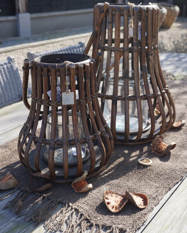 Rene Houtman Windlicht Lantaarn | Naturel/Donker Grijs | H30 x D28 Cm