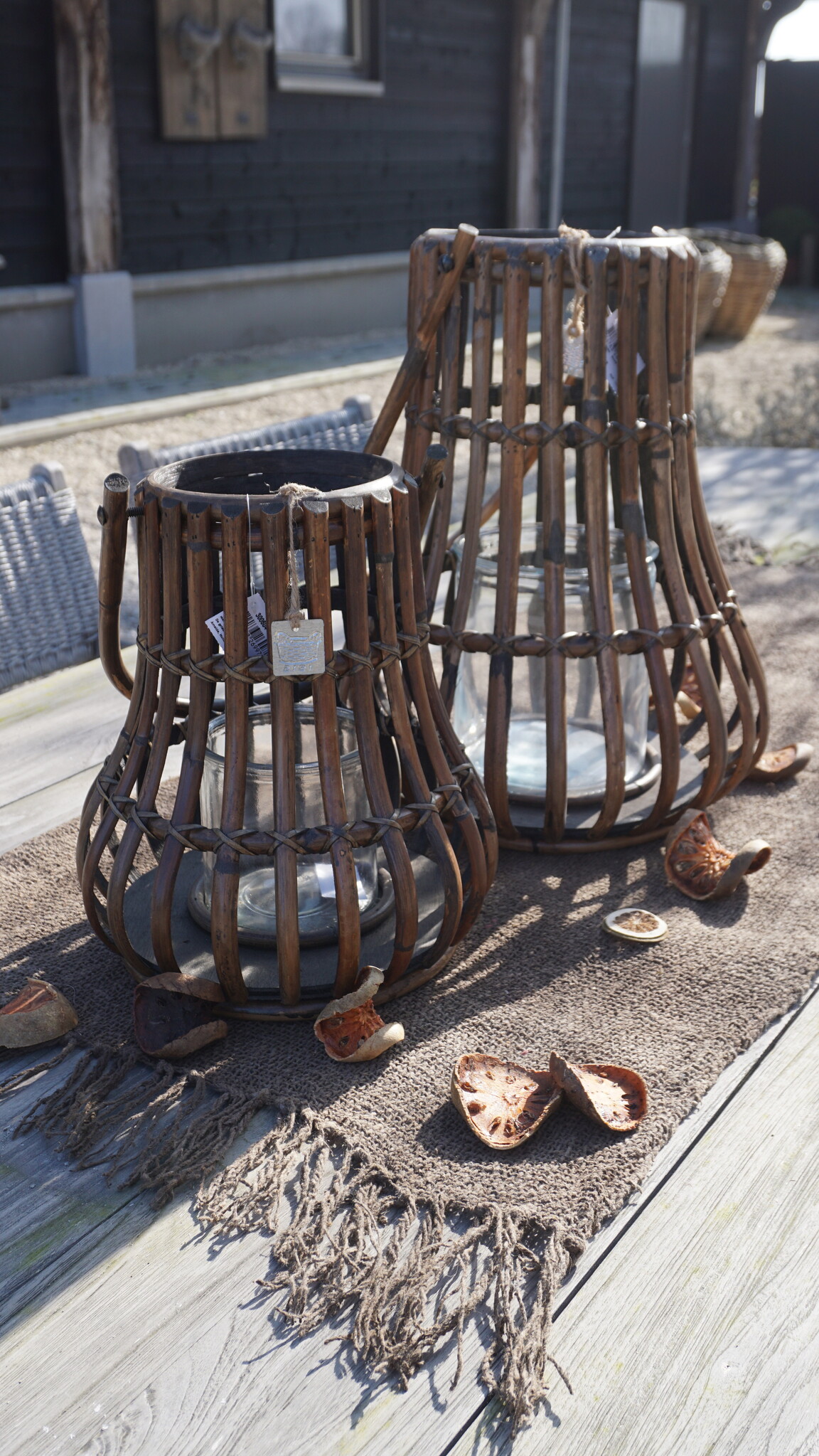 Rene Houtman Windlicht Lantaarn | Naturel/Donker Grijs | H30 x D28 Cm