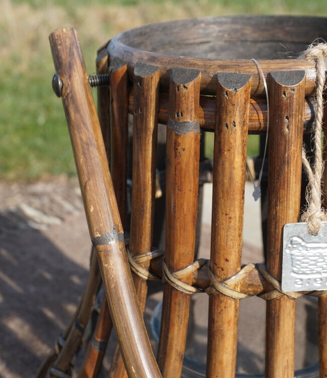 Rene Houtman Windlicht Lantaarn | Naturel/Donker Grijs | H30 x D28 Cm