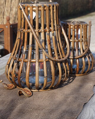 Rene Houtman Windlicht Lantaarn | Rotan | Bruin | H45 x D35 Cm