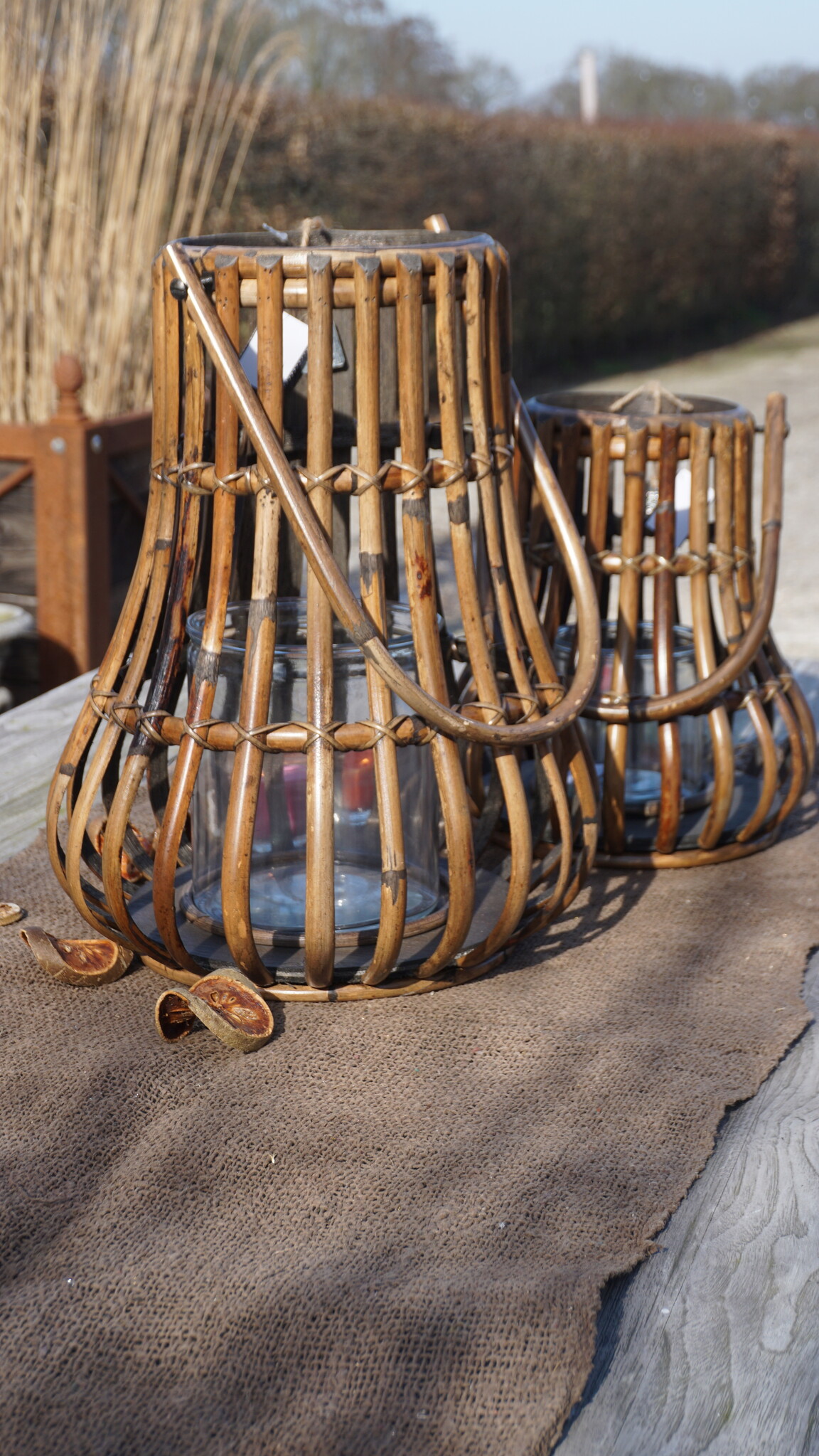 Rene Houtman Windlicht Lantaarn | Rotan | Bruin | H45 x D35 Cm