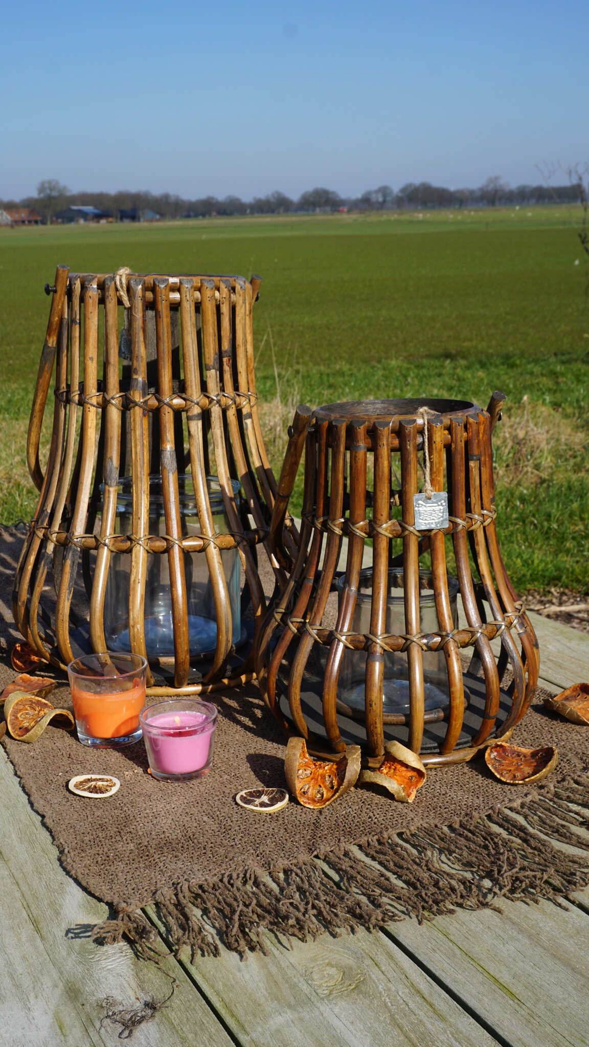 Rene Houtman Windlicht Lantaarn | Rotan | Bruin | H45 x D35 Cm