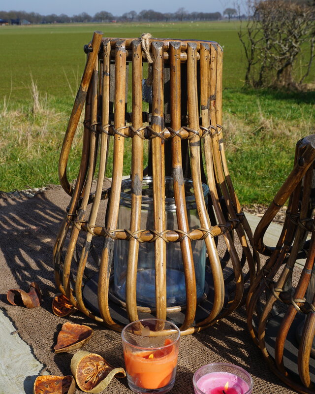 Rene Houtman Windlicht Lantaarn | Rotan | Bruin | H45 x D35 Cm