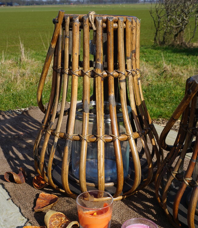 Rene Houtman Windlicht Lantaarn | Rotan | Bruin | H45 x D35 Cm