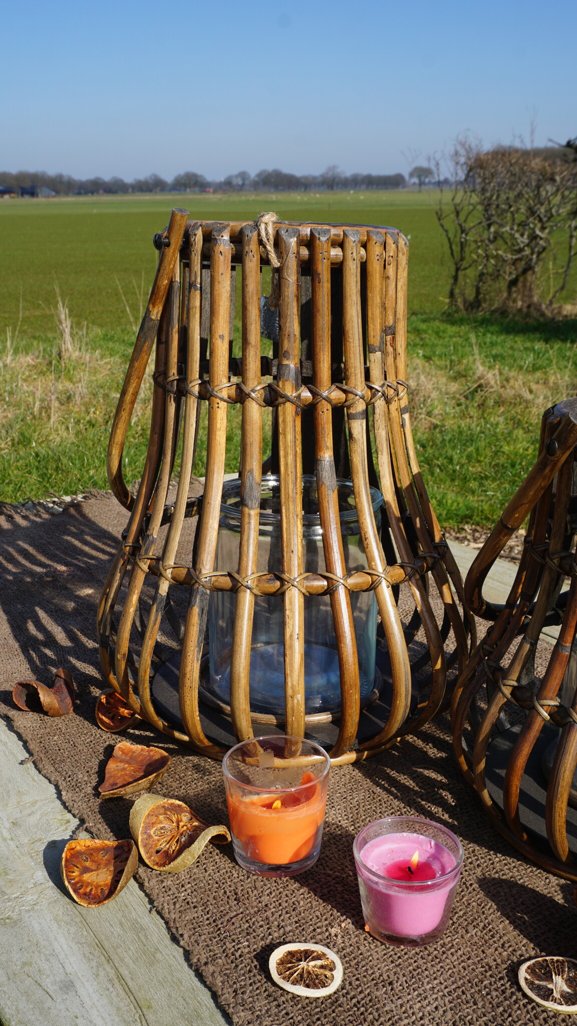 Rene Houtman Windlicht Lantaarn | Rotan | Bruin | H45 x D35 Cm