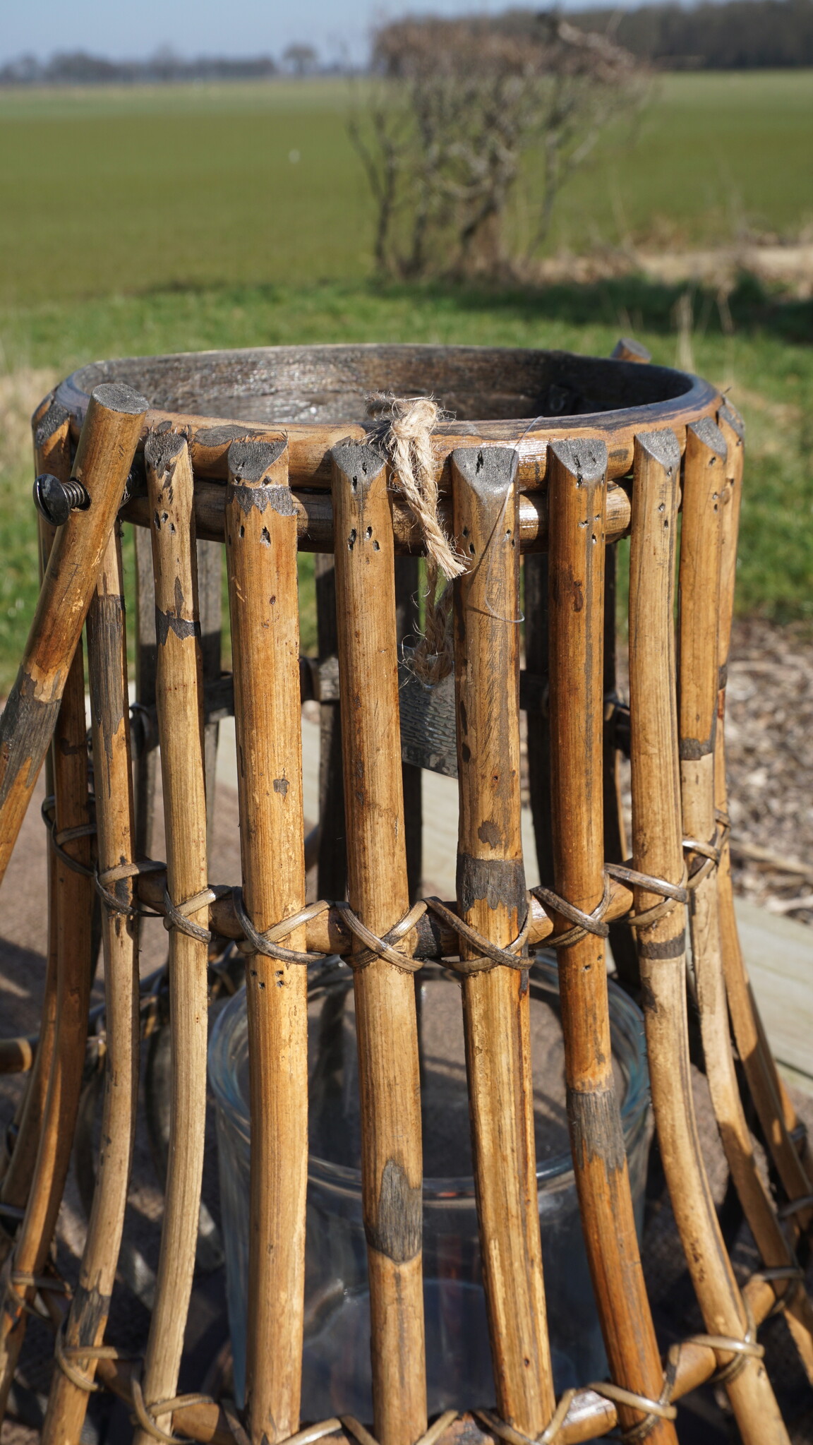 Rene Houtman Windlicht Lantaarn | Rotan | Bruin | H45 x D35 Cm