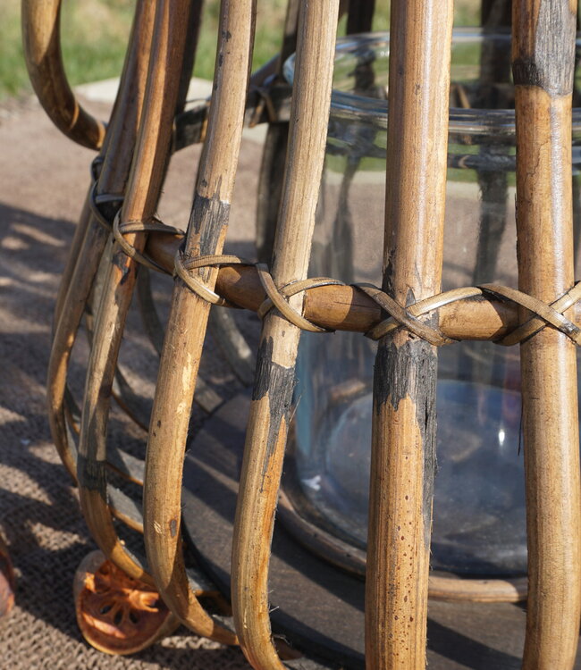 Rene Houtman Windlicht Lantaarn | Rotan | Bruin | H45 x D35 Cm