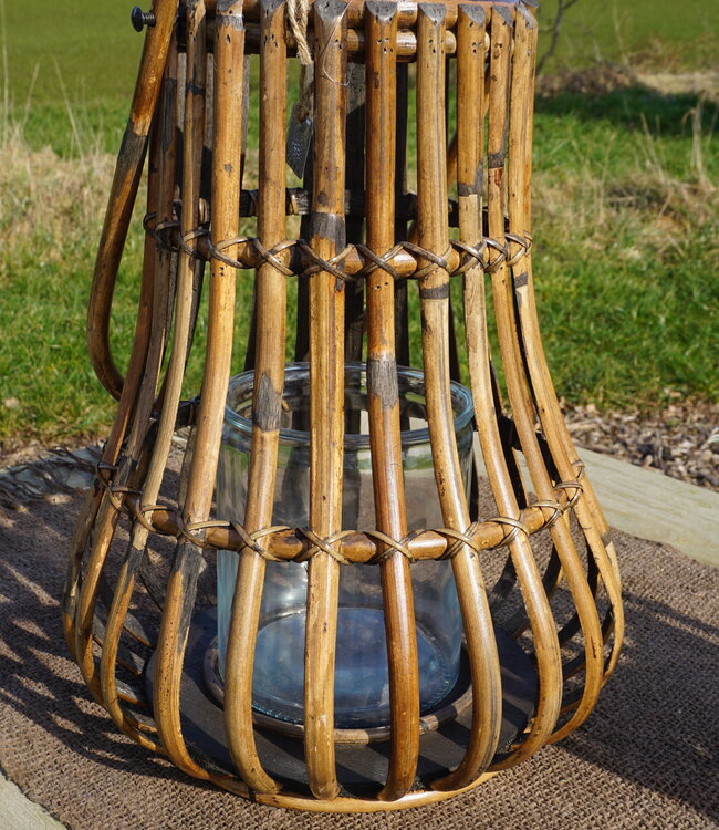 Rene Houtman Windlicht Lantaarn | Rotan | Bruin | H45 x D35 Cm