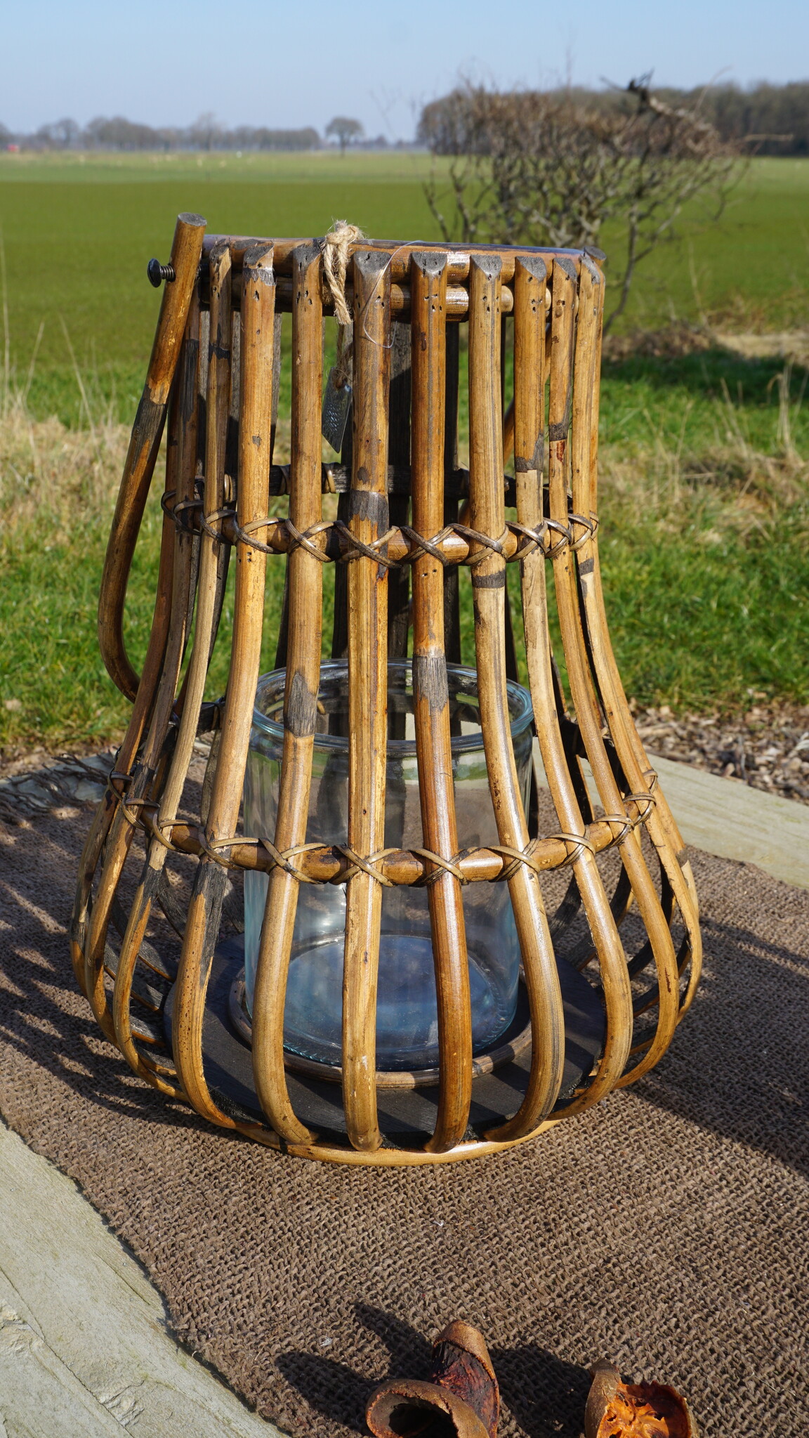 Rene Houtman Windlicht Lantaarn | Rotan | Bruin | H45 x D35 Cm