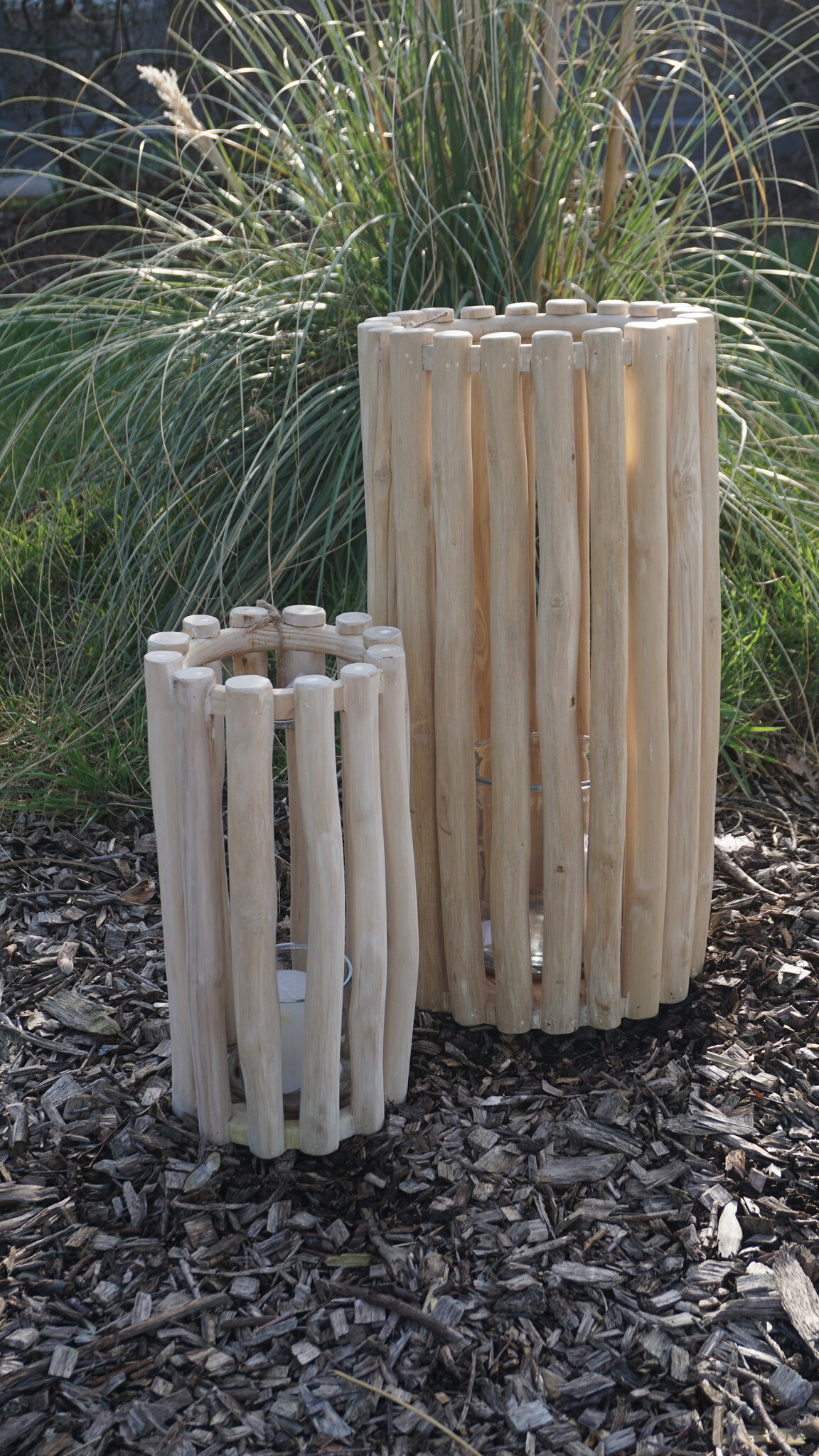 Rene Houtman Windlicht Lantaarn | Teak | Naturel | H60xD30 cm