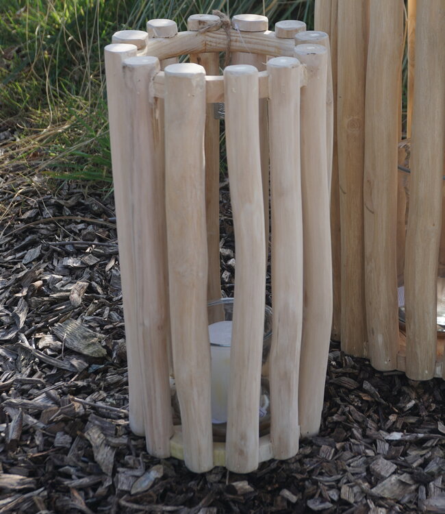 Rene Houtman Windlicht/Lantaarn | Teak | Naturel | H40xD20 cm