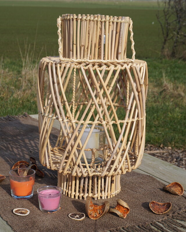 Rene Houtman Windlicht/Lantaarn | Rotan | Blond | H52xD32 cm