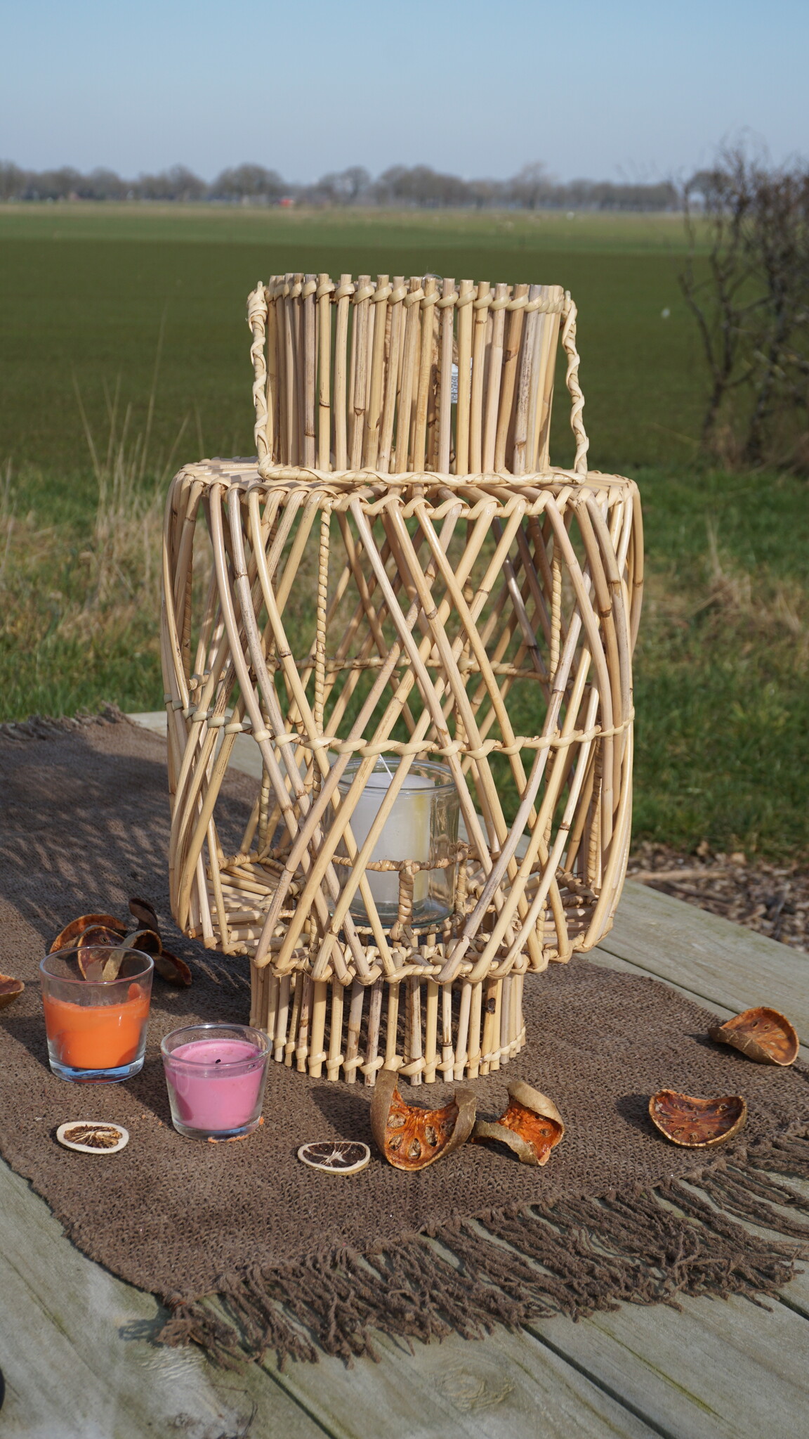 Rene Houtman Windlicht/Lantaarn | Rotan | Blond | H52xD32 cm
