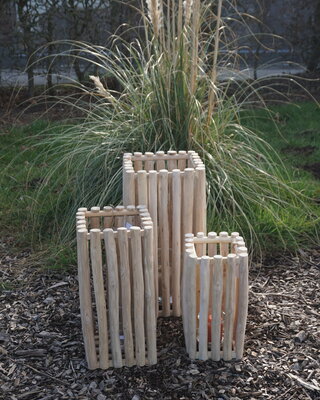Rene Houtman Windlicht/Lantaarn | Teak | Naturel | H40xB20xD20 cm