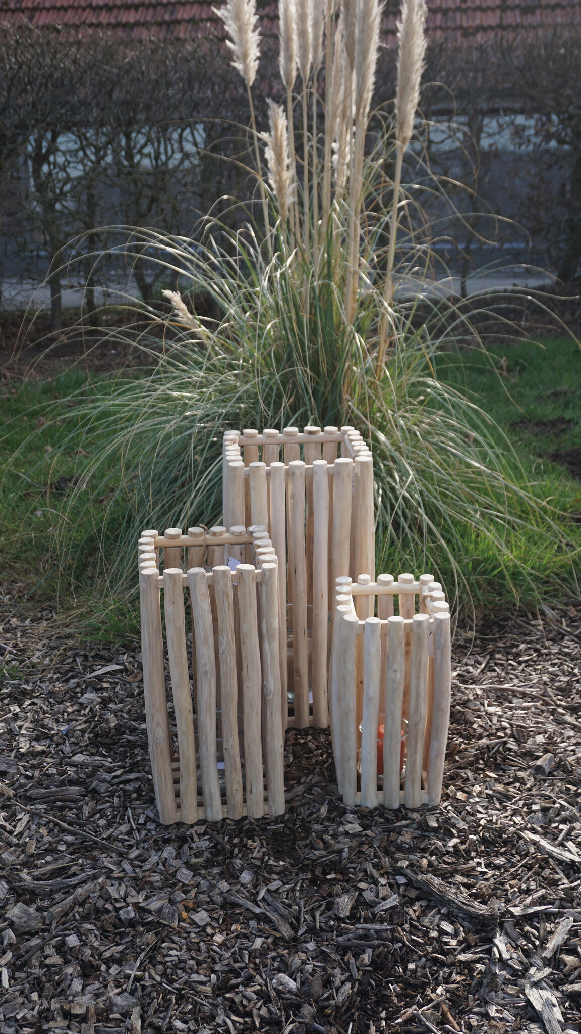 Rene Houtman Windlicht/Lantaarn | Teak | Naturel | H40xB20xD20 cm