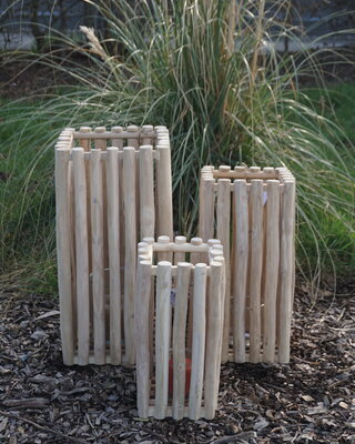 Rene Houtman Windlicht/Lantaarn | Teak | Naturel | H50xB25xD25 cm