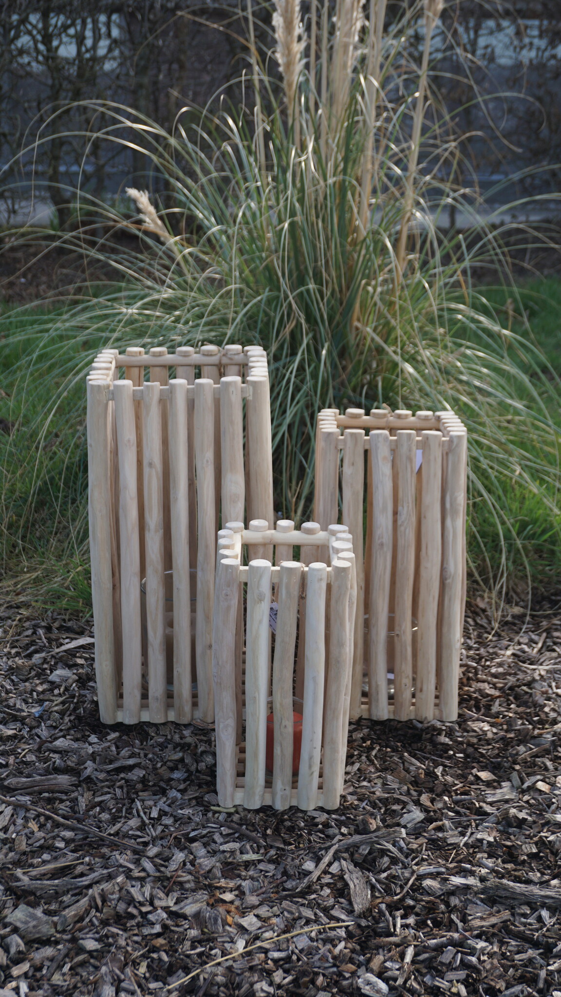 Rene Houtman Windlicht/Lantaarn | Teak | Naturel | H50xB25xD25 cm