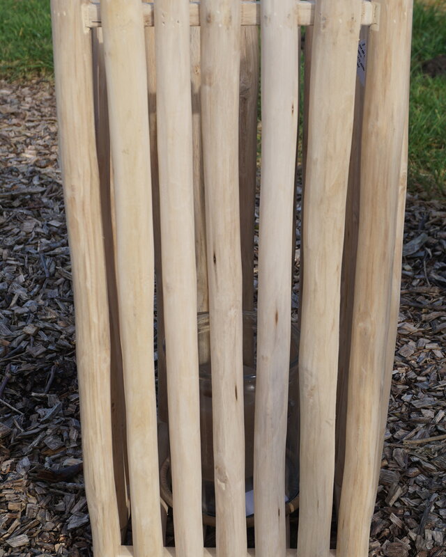 Rene Houtman Windlicht/Lantaarn | Teak | Naturel | H60xB30xD30 cm