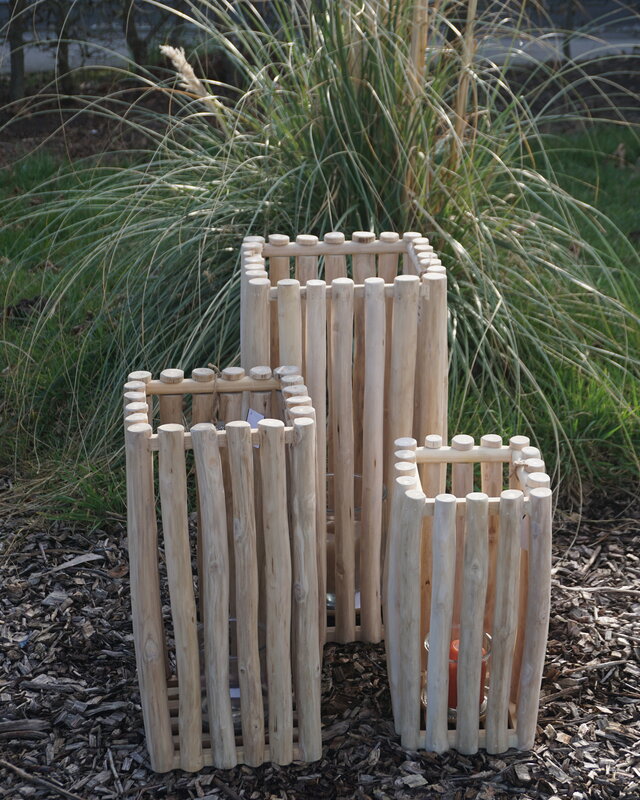 Rene Houtman Windlicht/Lantaarn | Teak | Naturel | H60xB30xD30 cm