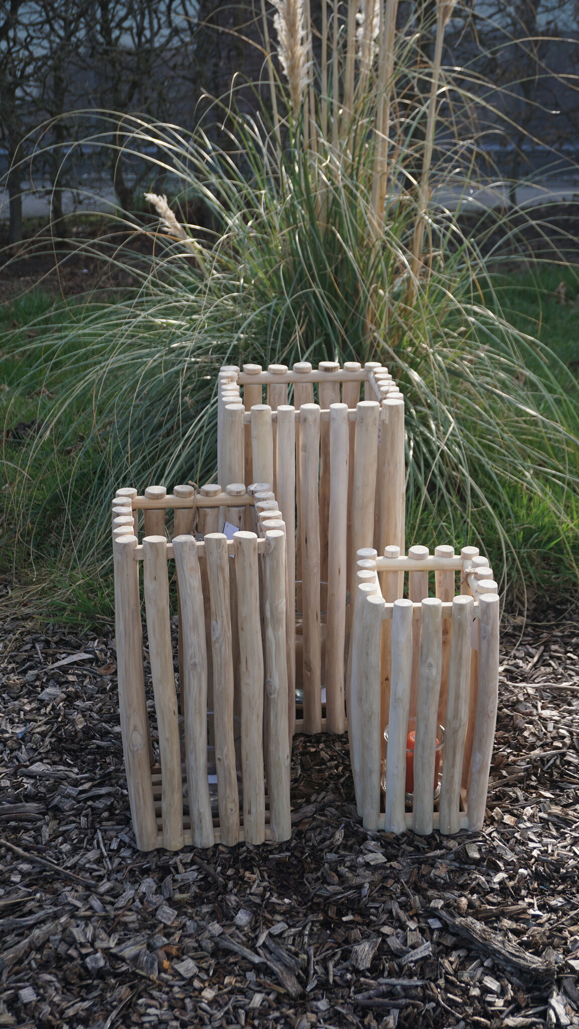 Rene Houtman Windlicht/Lantaarn | Teak | Naturel | H60xB30xD30 cm