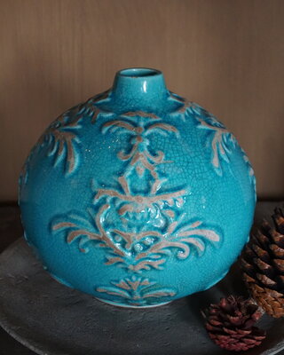 Rene Houtman Blauwe Vaas | Steen | H20 x D20 cm