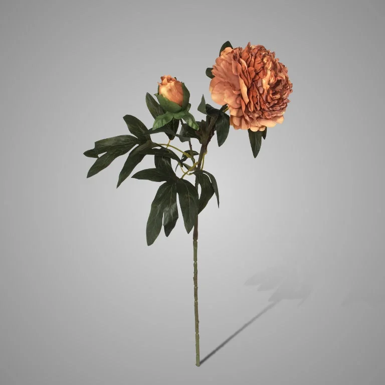 Brynxz Kunstbloem Pioenroos | Geel Bruin | L87 cm